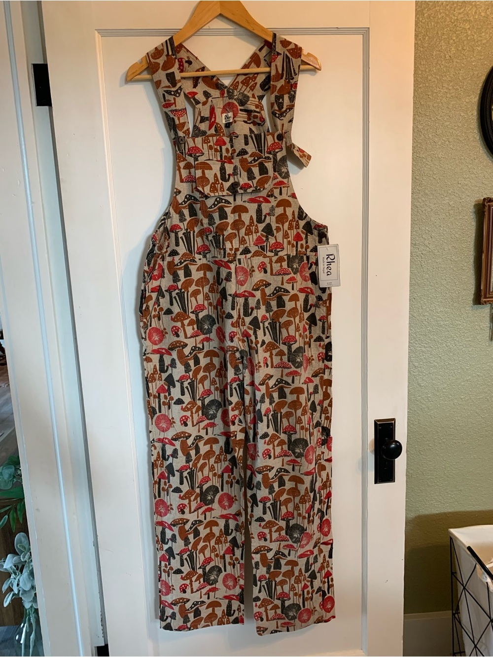 Mushroom Print Hemp Overalls - Fair Trade